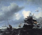 Ludolf Backhuysen Seascape with Ships oil on canvas